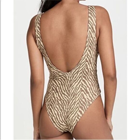 Anthropologie Charlie Holiday Effie Wrap Tie 1-Piece Zebra Stripe Swimsuit XS - Picture 2 of 7